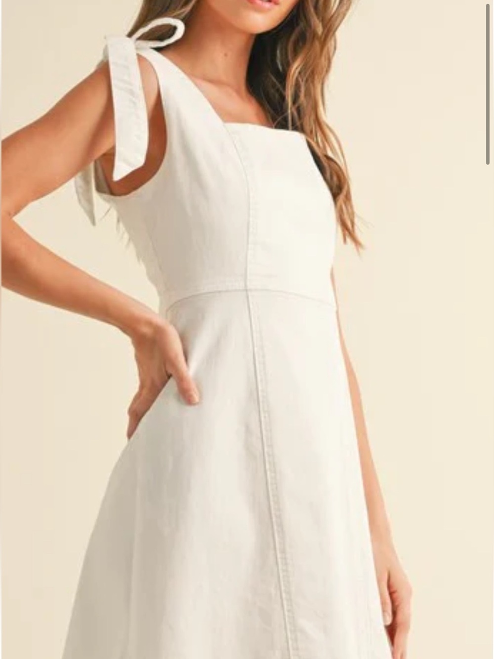 White Tie-Shoulder Mini Dress
